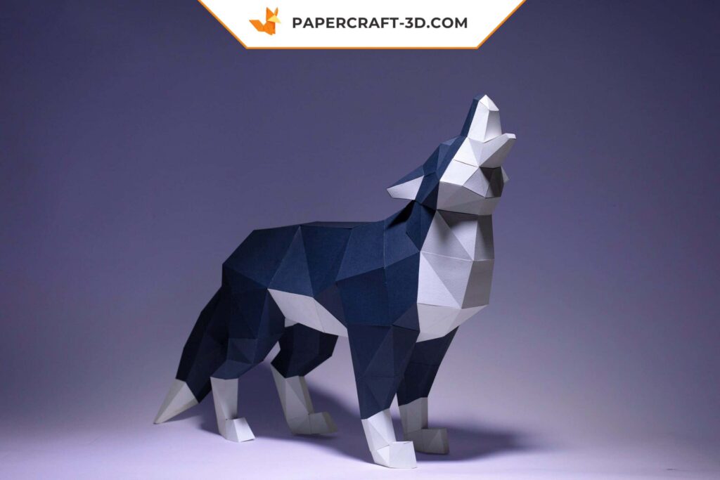 Papercraft de lobo em origami 3D