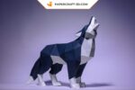 Papercraft de loup en origami 3D