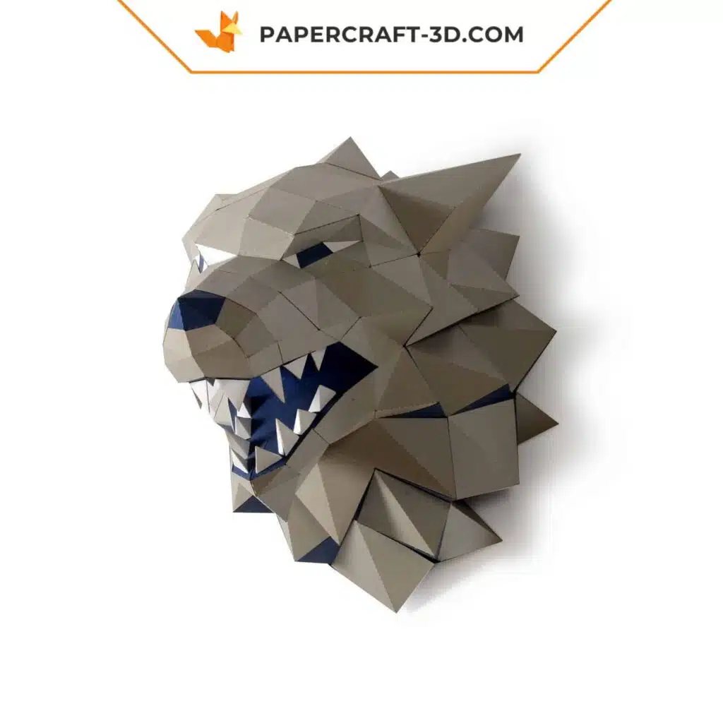 Papercraft loup Stark origami papier 3D, weergave 2