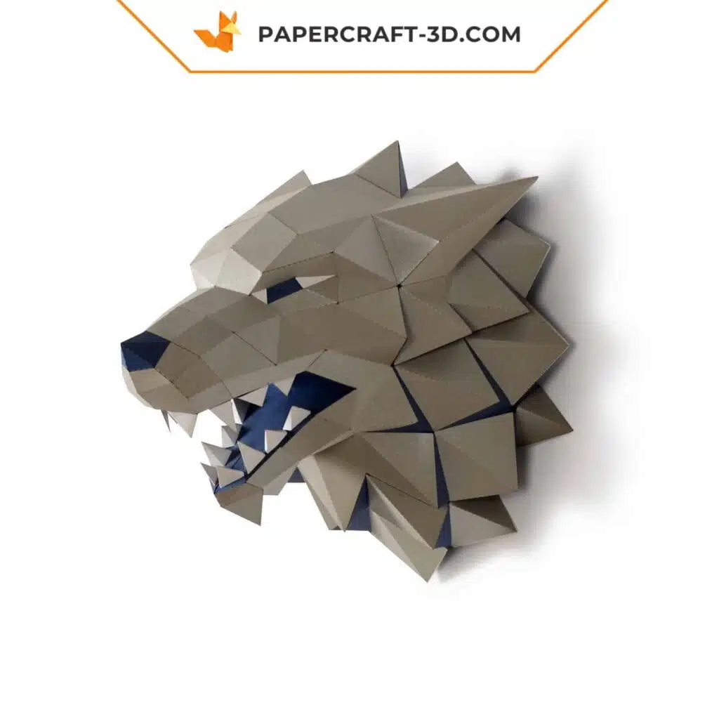 Papercraft loup Stark origami papier 3D, weergave 3