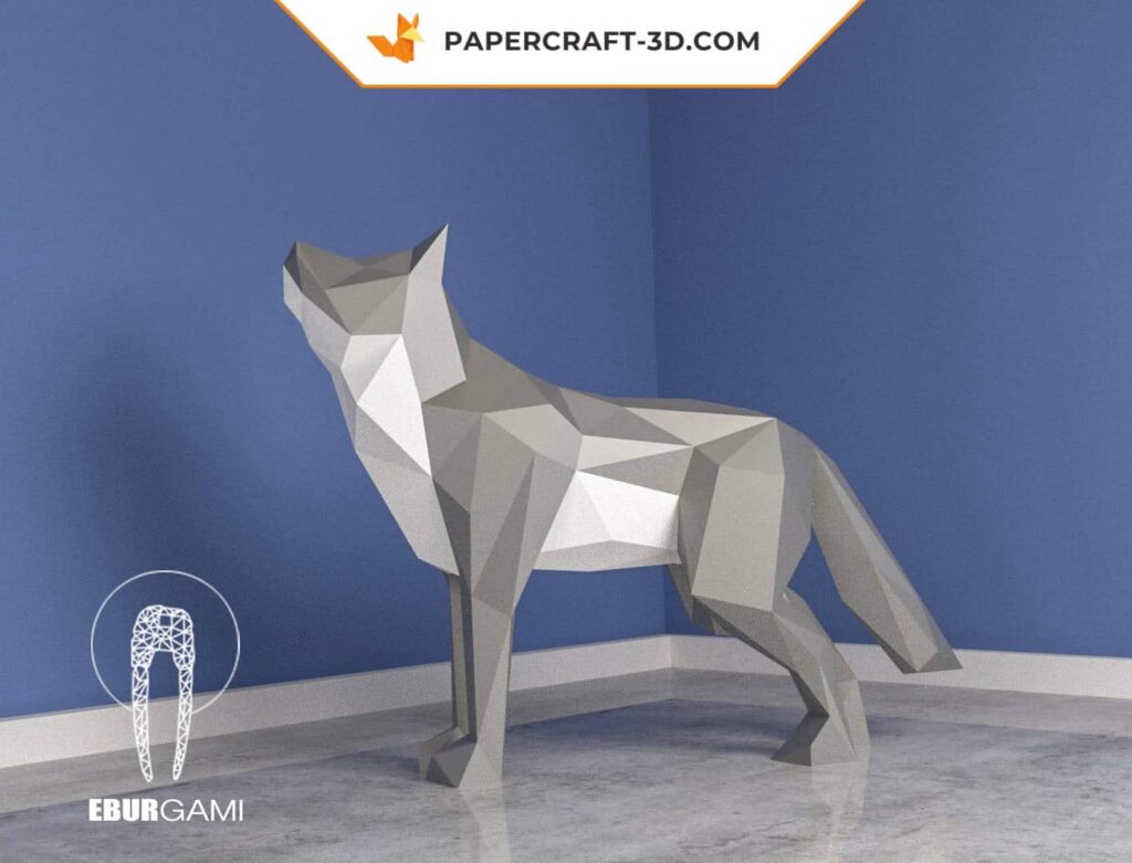Papercraft de lobo XXL em origami 3D