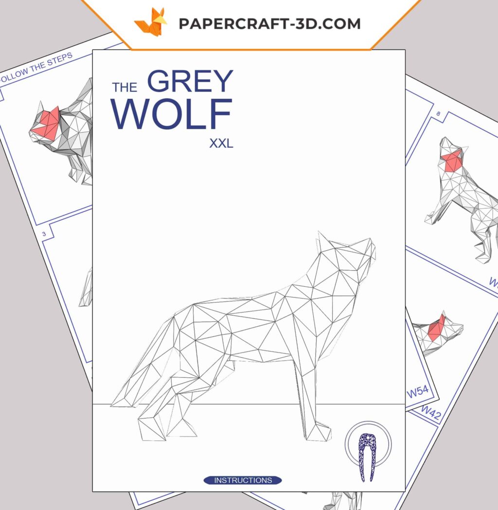 Papercraft de lobo XXL em origami 3D