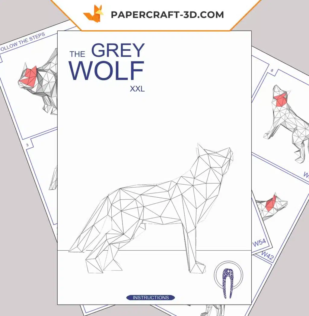 Papercraft lupo XXL in origami 3D