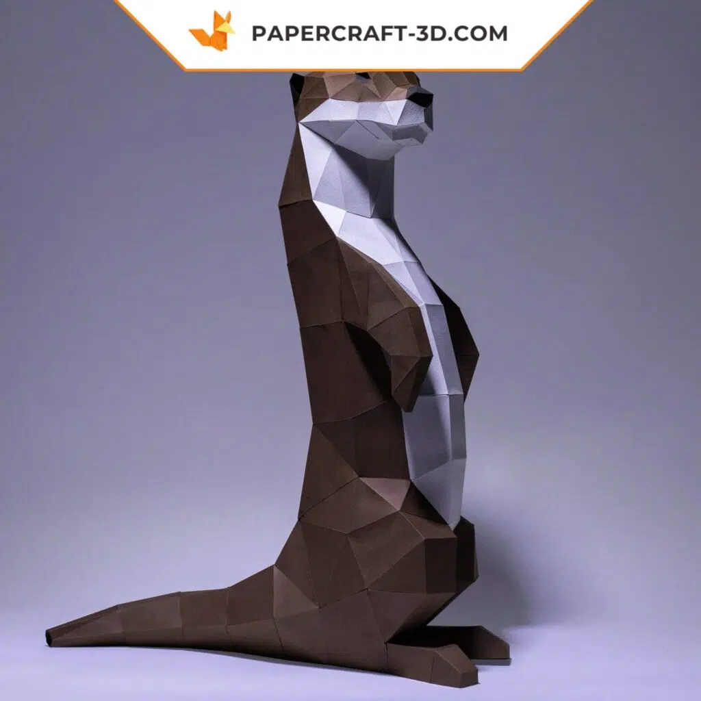 Papercraft otter in 3D origami