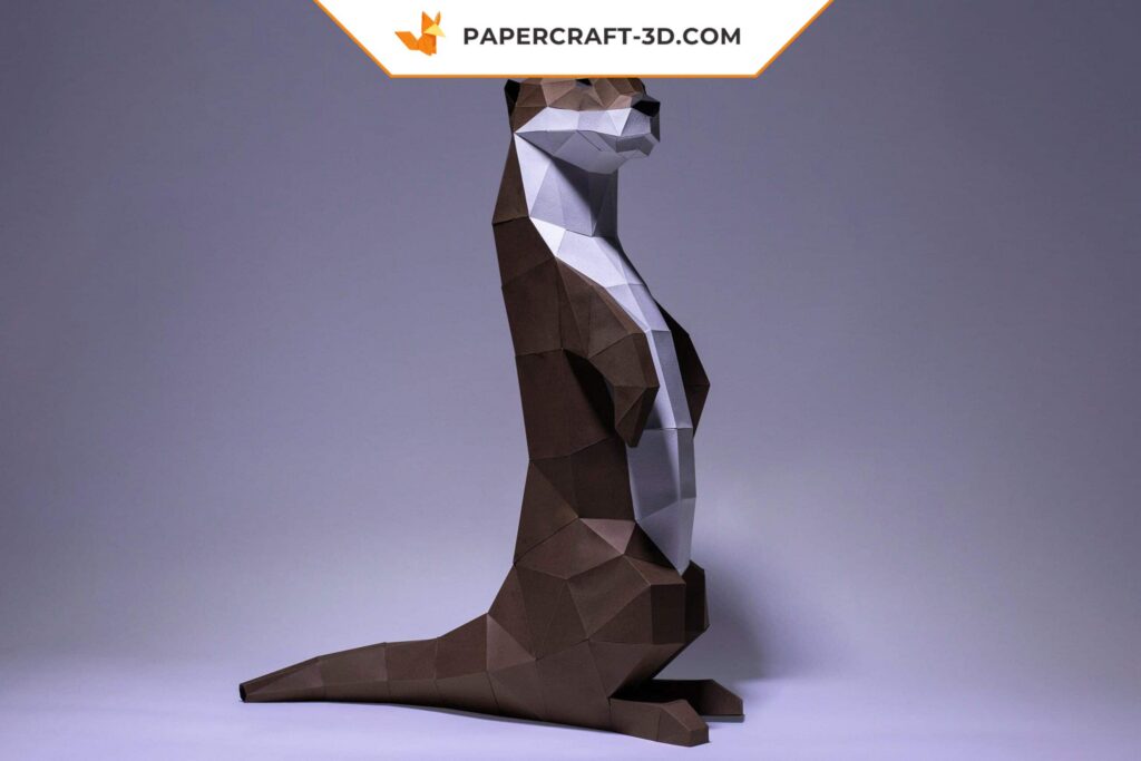 Papercraft de lontra em origami 3D