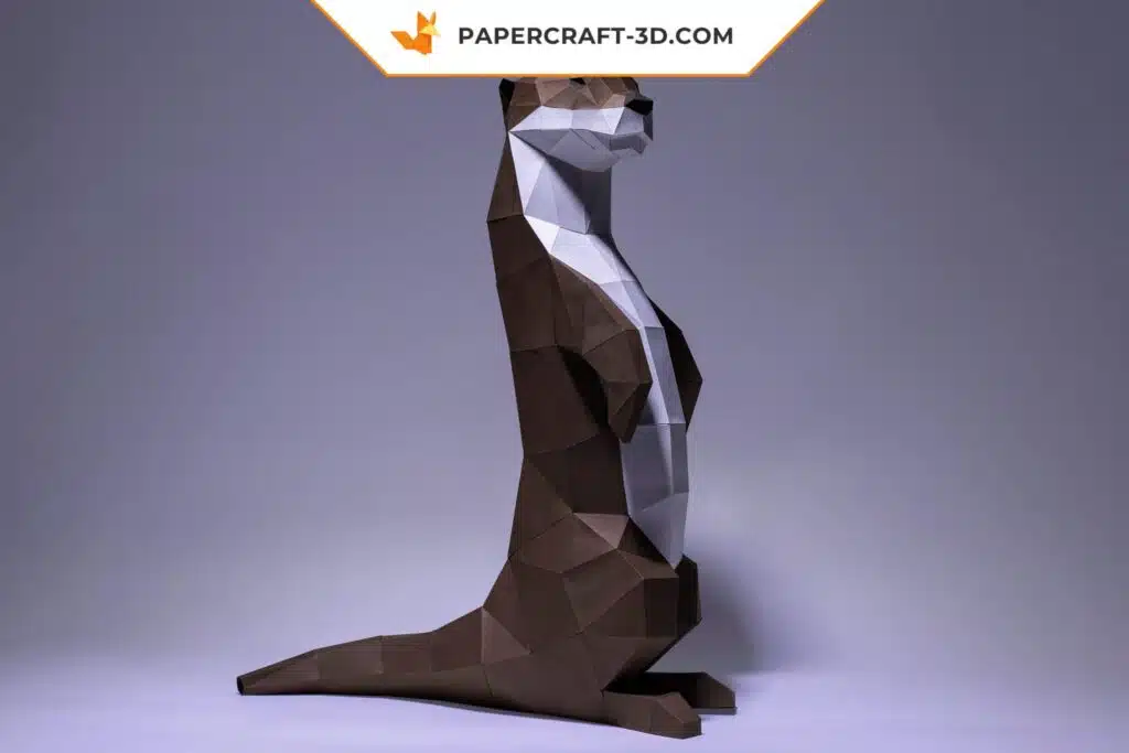 Papercraft loutre en origami de papier 3D à télécharger et fabriquer soi-même, weergave 2