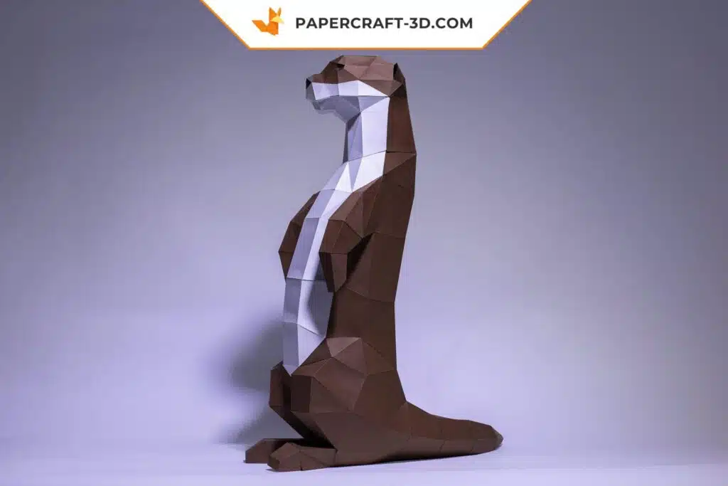 Papercraft loutre en origami de papier 3D à télécharger et fabriquer soi-même, weergave 3