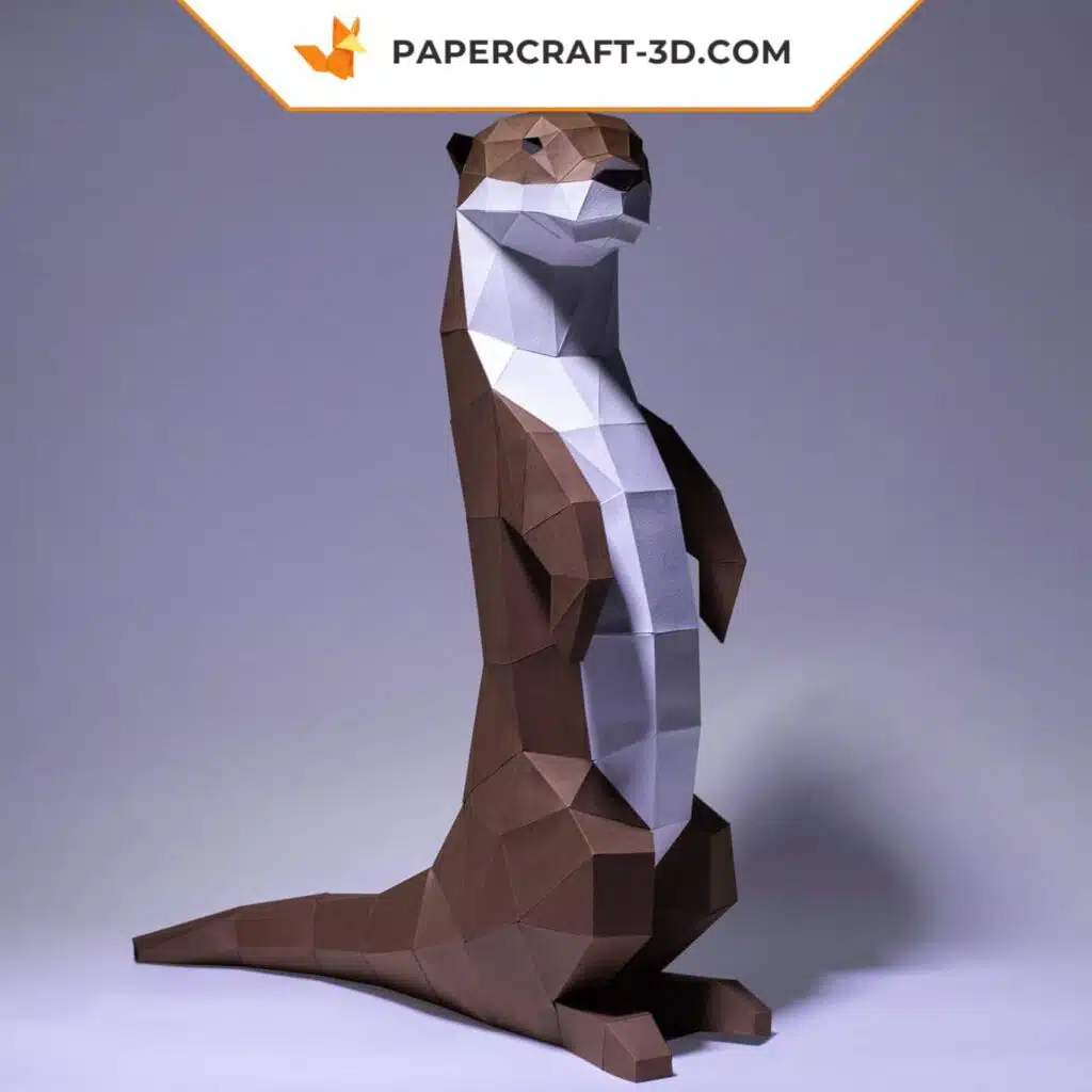 Papercraft otter in 3D origami