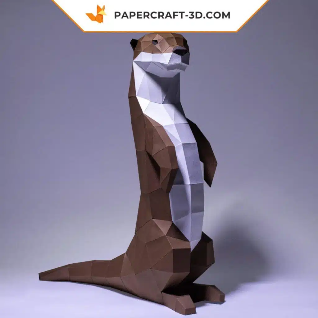 Papercraft Otter im 3D-Origami-Stil