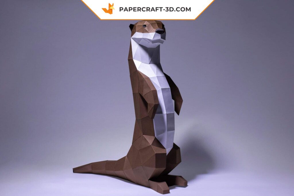 Papercraft de lontra em origami 3D