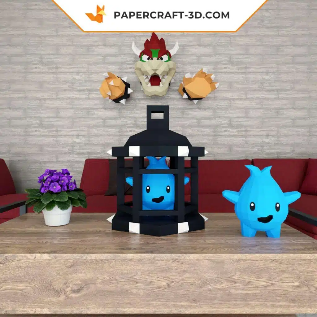 Papercraft Lumalee Mario en origami papier 3D pour décoration murale - templates en format PDF, DXF et SVG, weergave 2
