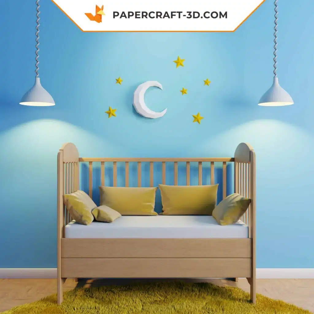 Papercraft lune et étoiles origami papier 3D DIY