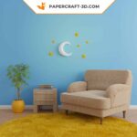 Papercraft moon and stars origami 3D