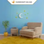 Papercraft lune et étoiles origami papier 3D DIY, weergave 3