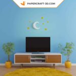 Papercraft moon and stars origami 3D