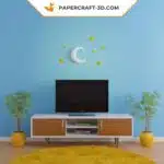Papercraft lune et étoiles origami papier 3D DIY, weergave 4