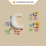 Papercraft moon and stars origami 3D