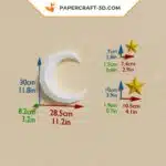 Papercraft lune et étoiles origami papier 3D DIY, weergave 5
