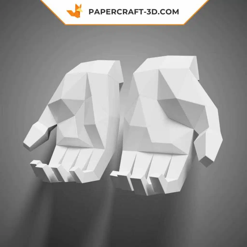 Papercraft Main en Pose 5, sculpture en papier 3D à imprimer, weergave 2
