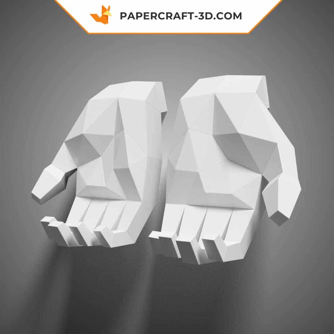 Papercraft de main en pose 5 en origami 3D