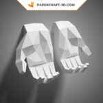 Papercraft de main en pose 5 en origami 3D