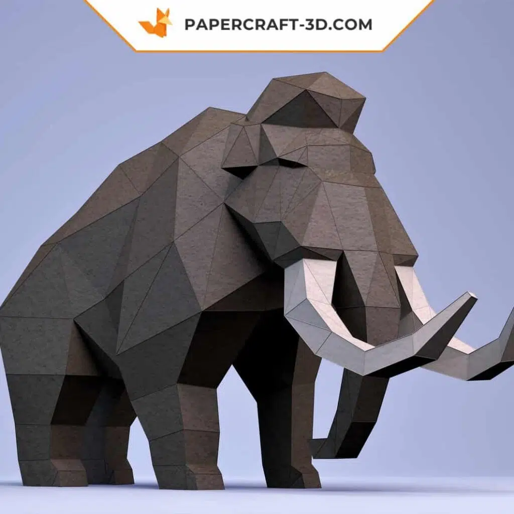 Papercraft de mamute em origami