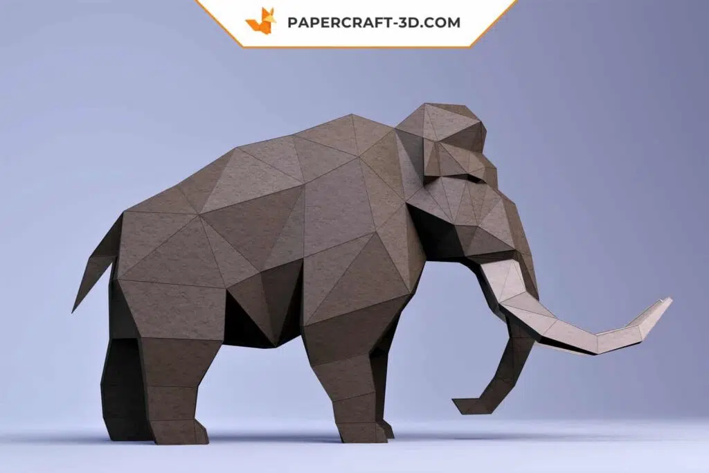 Mammut-Papercraft als Origami, 3D-Modell