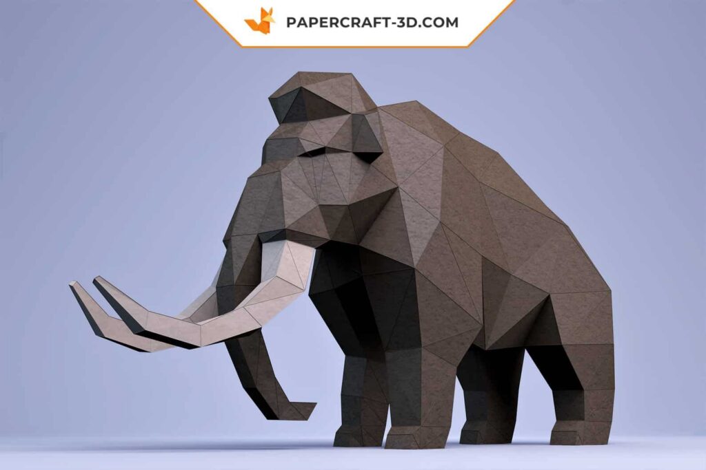 Papercraft de mamute em origami