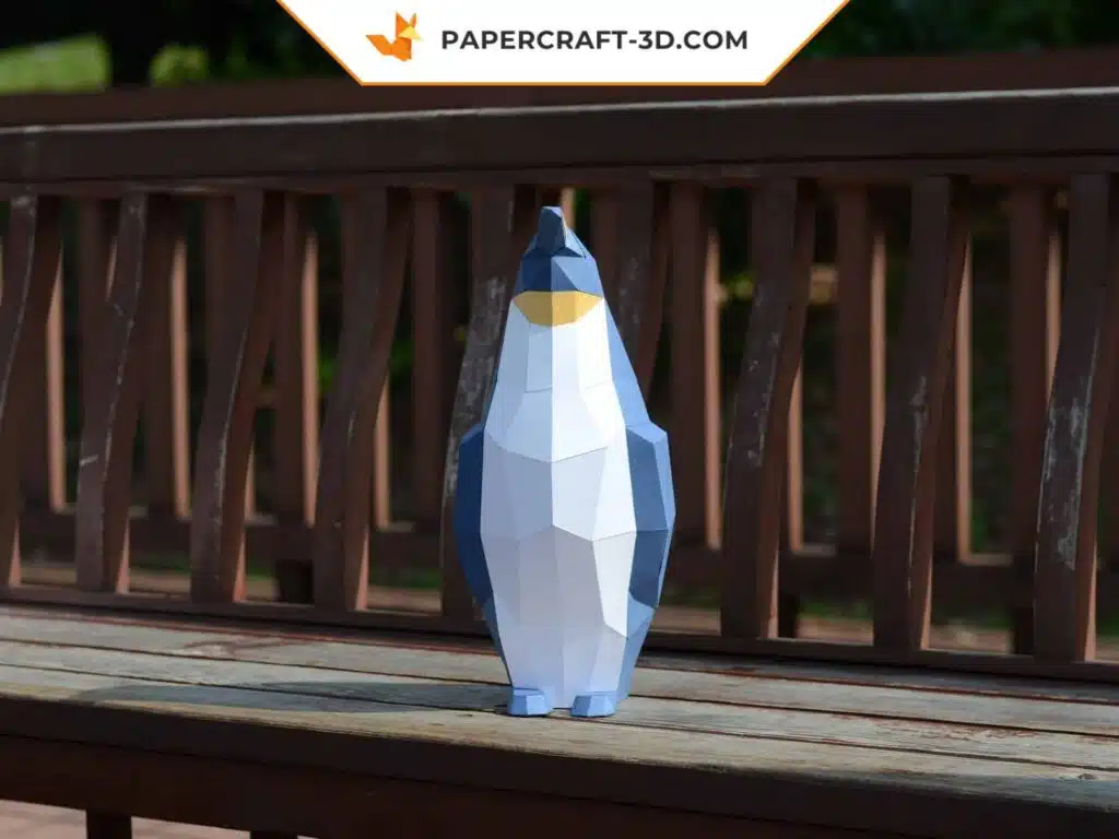 Papercraft Manchot Roi modélisation 3D en origami papier, weergave 2