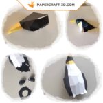 Papercraft of king penguin in 3D origami