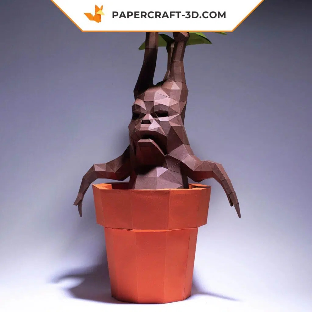 Papercraft de mandragore en origami 3D