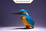 Papercraft Martin-pêcheur origami papier 3D modèle numérique DIY, vue 2