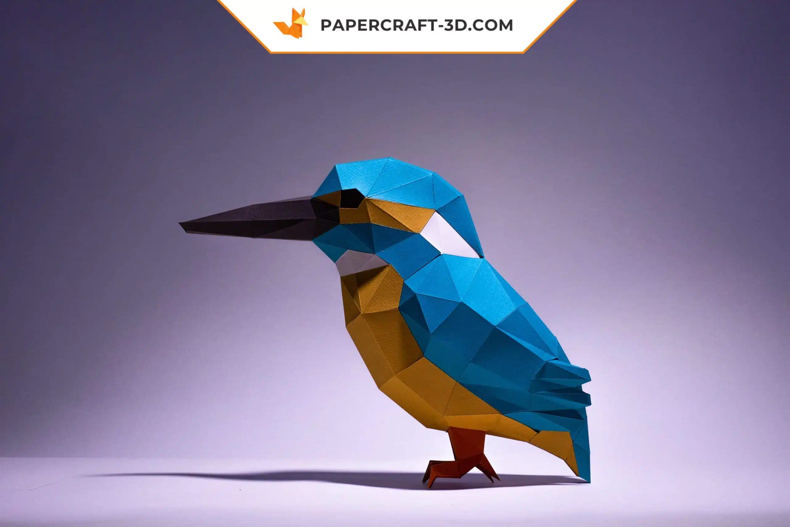 Papercraft Martin-pêcheur origami papier 3D modèle numérique DIY, vue 4