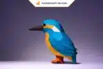 Papercraft Martin-pêcheur origami papier 3D modèle numérique DIY, vue 5