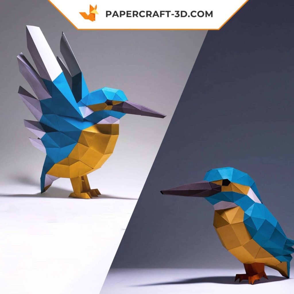 Papercraft kingfisher in 3D origami Papercraft kingfisher in 3D origami