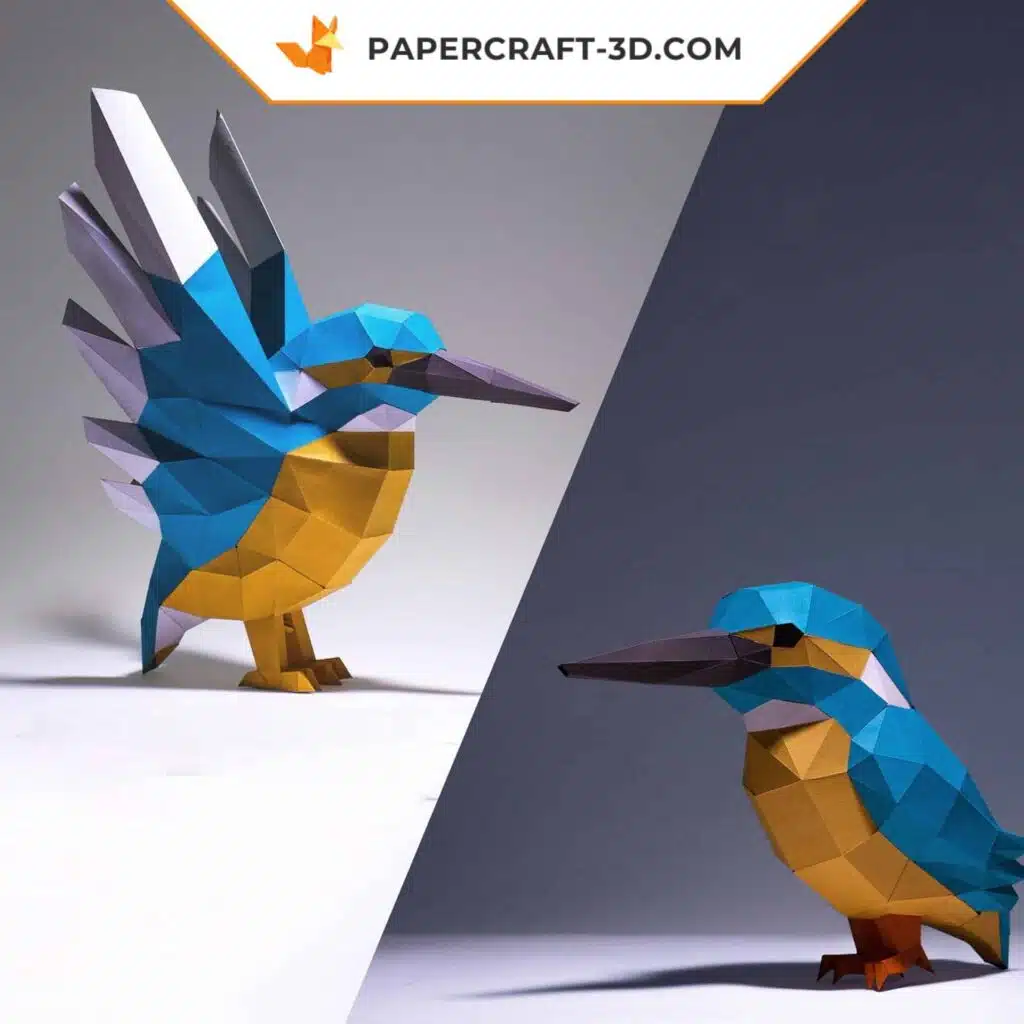 Papercraft Eisvogel als 3D-Origami