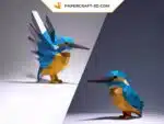 Papercraft Martin-pêcheur origami papier 3D modèle numérique DIY