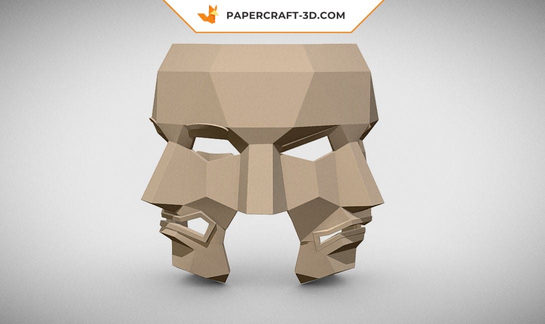 Papercraft three-faced mask in origami 3D