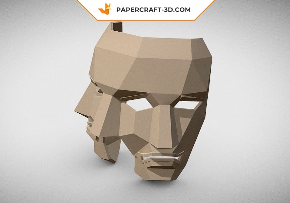 Papercraft three-faced mask in origami 3D