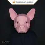 Origami papercraft bulldog mask, view 3