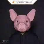Origami papercraft bulldog mask, view 2