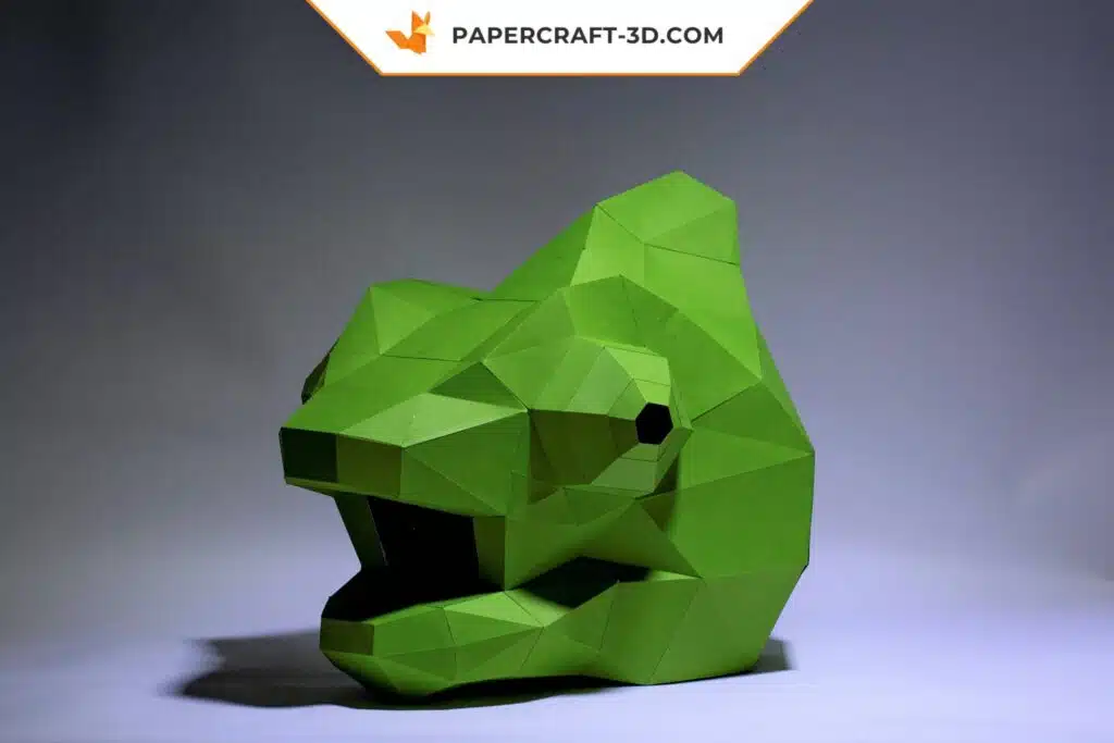Papercraft Masque de Caméléon origami papier 3D à télécharger en PDF, vue 3
