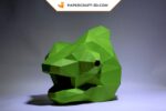 Papercraft chameleon mask in 3D origami