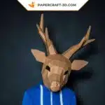 Papercraft masque de cerf origami papier 3D, vue 2