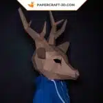 Papercraft masque de cerf origami papier 3D, vue 3