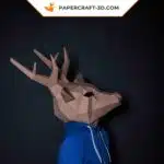 Papercraft masque de cerf origami papier 3D, vue 4