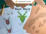 Papercraft masque de cerf origami papier 3D, vue 5
