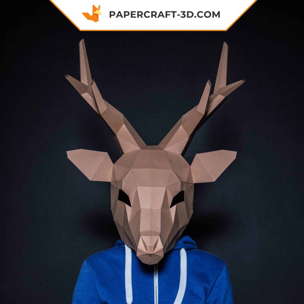 Papercraft máscara de cervo em origami