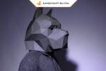 Papercraft pitbull mask in 3D origami