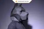 Papercraft máscara de pitbull em origami 3D